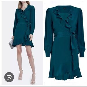 Intermix - Aviana Silk Wrap dress - color teal